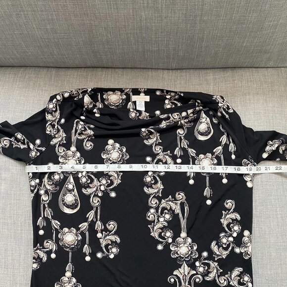 Chico's Cowl Neck Black Jewel Print Jersey Knit Shirt Womens Small Glam Elegant - Picture 6 of 7
